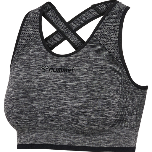 hmlMT UNA SEAMLESS SPORTS TOP, BLACK MELANGE, packshot