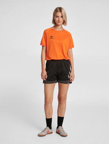 hmlLEAD S/S POLY JERSEY WOMEN, ORANGE TIGER, model