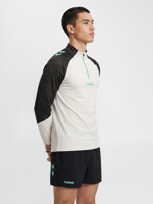 hmlBLAZE 2.0 TRAINING HALF ZIP, VAPOROUS GRAY/POOL BLUE, model