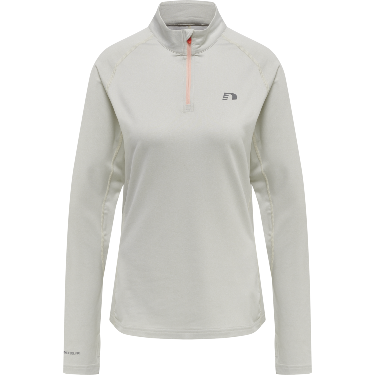 WOMEN 1/2 ZIP L/S, OYSTER MUSHROOM MELANGE, packshot