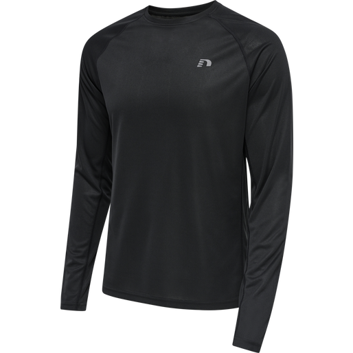 MEN CORE RUNNING T-SHIRT L/S, BLACK, packshot